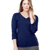+ Canvas Missy Jersey 3/4-Sleeve V-Neck Tee
