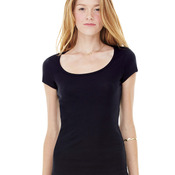 + Canvas Ladies' Sheer Mini Rib Short-Sleeve Scoop Neck Tee