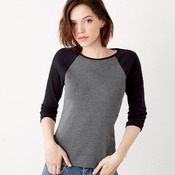 +CANVAS Ladies' Baby Rib 3/4-Sleeve Contrast Raglan Tee