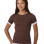 LA T Girls' Baby Rib Double Ruffle Tee