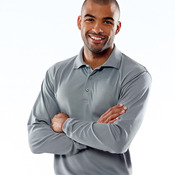 UltraClub® Adult Cool & Dry Long-Sleeve Mesh Piqué Polo