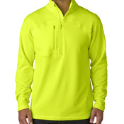 UltraClub&reg; Adult Cool & Dry Box Jacquard 1/4-Zip Micro-Fleece