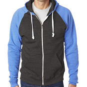 J.America Adult Tri-Blend Color Block Full-Zip Hooded Fleece